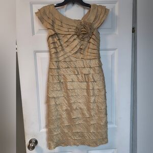 London Times Gold Layered Dress Party Business Office Formal Wear 6